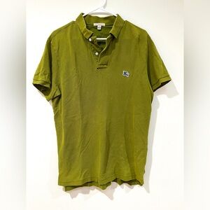 Burberry Men's Green Distressed Cotton Polo Shirt